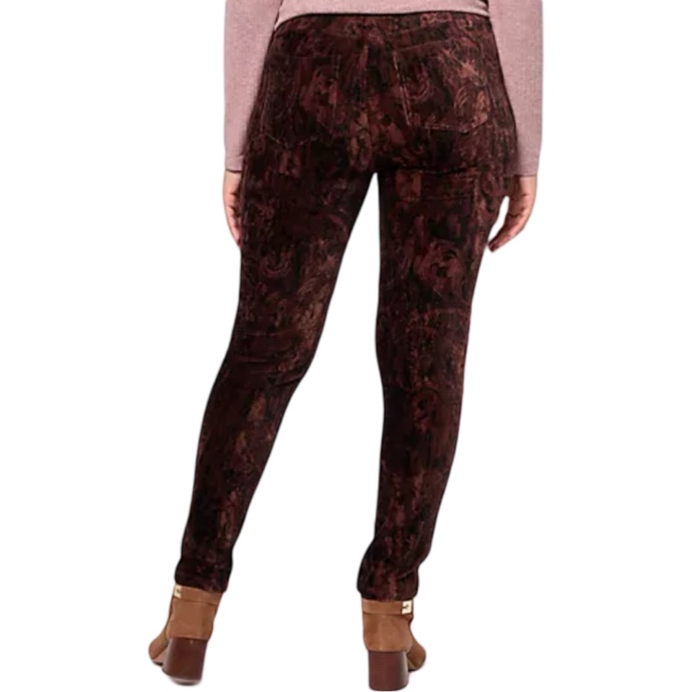 NEW Susan Graver Weekend Petite Printed Knit Corduroy Slim Leg Ankle Pants - Picture 2 of 3